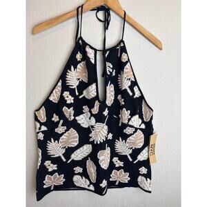 NWT Madden NYC Plus Size 3X Halter Crop Top Leaf Print XXXL 21